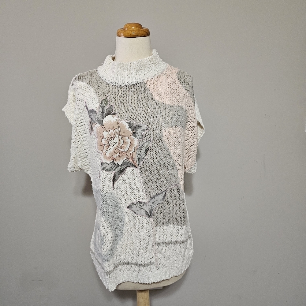​Vintage Shenanigans Floral Knit Mock Neck Top L